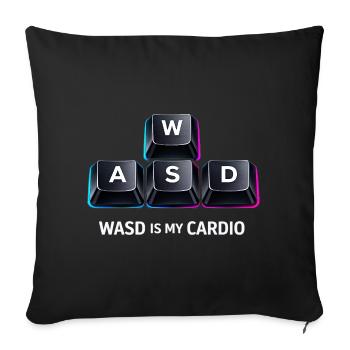 Funny Gaming Keyboard WASD My Cardio Gamer - Sofa pillowcase 17,3'' x 17,3'' (45 x 45 cm) - black - Front