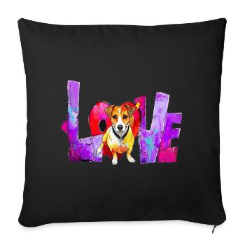 Love Dog Gift for Jack Russell Owner - Sofa pillowcase 17,3'' x 17,3'' (45 x 45 cm) - black - Front