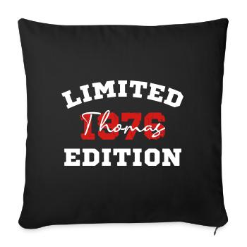 Édition limitée du t-shirt d’anniversaire de Thomas 1976 - Housse de coussin décorative 45 x 45 cm - noir - Devant