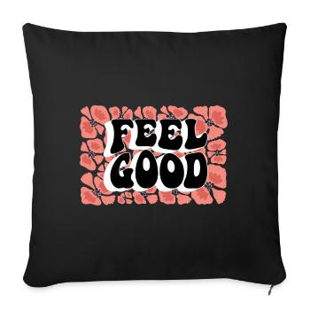 Feel Good Floral Motif - Housse de coussin décorative 45 x 45 cm - noir - Devant