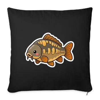 Enfants carpes miroir mignons en train de pêcher - Housse de coussin décorative 45 x 45 cm - noir - Devant