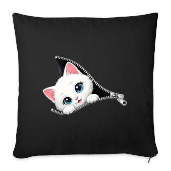 Cute Kitten Zipper Cat - Sofa pillowcase 17,3'' x 17,3'' (45 x 45 cm) - black - Front