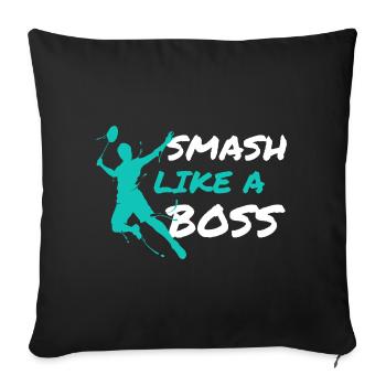 Joueur de badminton Entraîneur de badminton Badminton Smash - Housse de coussin décorative 45 x 45 cm - noir - Devant