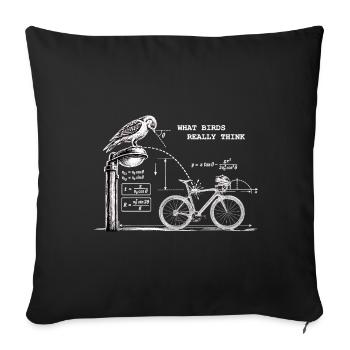 what birds really think - lustiges Vogel Design - Sofakissenbezug 45 x 45 cm - Schwarz - Vorne