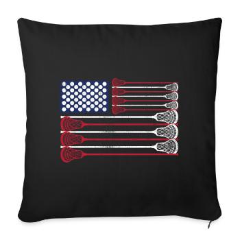 Vintage Flag > US Flag with Lacrosse Bats - Sofakissenbezug 45 x 45 cm - Schwarz - Vorne