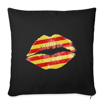 Kiss (Catalonia / Catalunya) - Sofa pillowcase 17,3'' x 17,3'' (45 x 45 cm) - black - Front