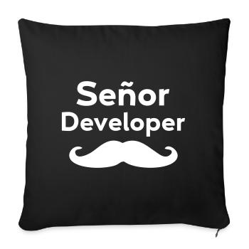 Señor - Développeur Senior - Housse de coussin décorative 45 x 45 cm - noir - Devant