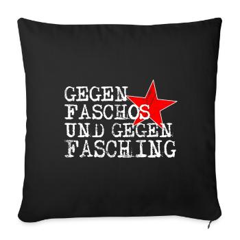 Contre Faschos et Carnaval - Anti Carnaval - Housse de coussin décorative 45 x 45 cm - noir - Devant