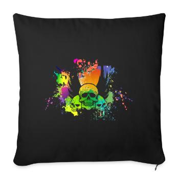 Totenkopf mit Farbfleck - Sofakissenbezug 45 x 45 cm - Schwarz - Vorne