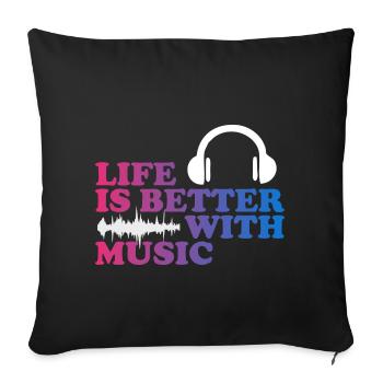 Music helps - Sofa pillowcase 17,3'' x 17,3'' (45 x 45 cm) - black - Front