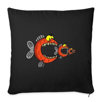 Fish and food chain - Sofa pillowcase 17,3'' x 17,3'' (45 x 45 cm) - black - Front