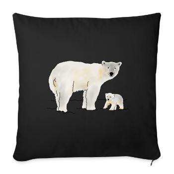 Polar bear with cub - Sofa pillowcase 17,3'' x 17,3'' (45 x 45 cm) - black - Front