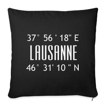 Lausanne Coordinates Typo Graphic - Sofa pillowcase 17,3'' x 17,3'' (45 x 45 cm) - black - Front