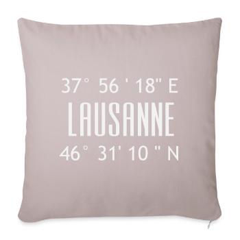 Lausanne Coordinates Typo Graphic - Sofa pillowcase 17,3'' x 17,3'' (45 x 45 cm) - light taupe - Front