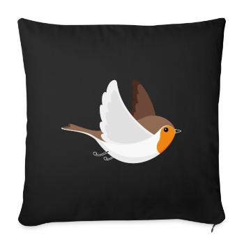 Robin volant d'oiseau - Housse de coussin décorative 45 x 45 cm - noir - Devant