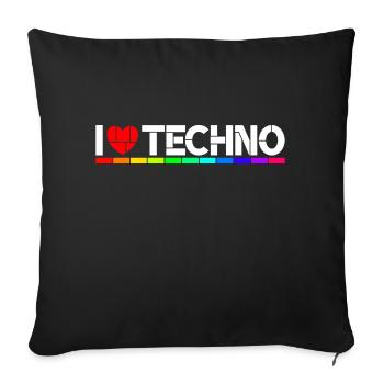I love Techno - Housse de coussin décorative 45 x 45 cm - noir - Devant