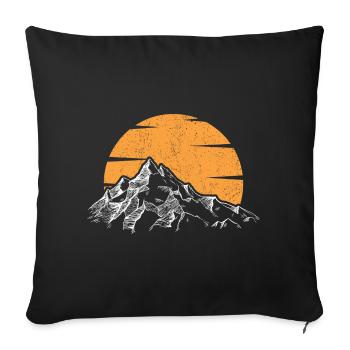 Silhouette de la montagne Sunset Peak - Housse de coussin décorative 45 x 45 cm - noir - Devant
