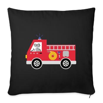 Fire truck with dinosaur T-Rex and stars - Sofa pillowcase 17,3'' x 17,3'' (45 x 45 cm) - black - Front