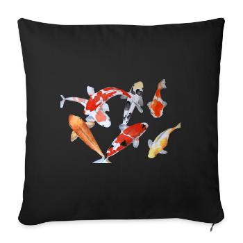 Elegant Koi Fish Watercolor Design - Sofa pillowcase 17,3'' x 17,3'' (45 x 45 cm) - black - Front