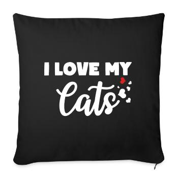I LOVE MY CATS Cat Owner Love - Sofa pillowcase 17,3'' x 17,3'' (45 x 45 cm) - black - Front