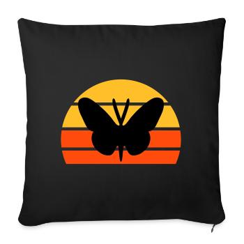 Schmetterling vor einer Halbsonne - Sofakissenbezug 45 x 45 cm - Schwarz - Vorne