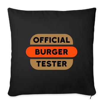 Official burger tester (burger with topping) - Sofa pillowcase 17,3'' x 17,3'' (45 x 45 cm) - black - Front