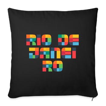 Rio De Janeiro Brazil CMYK Pop Art Style - Sofa pillowcase 17,3'' x 17,3'' (45 x 45 cm) - black - Front