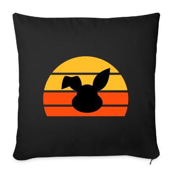 Rabbit's head with bent ear in front of a half sun - Sofa pillowcase 17,3'' x 17,3'' (45 x 45 cm) - black - Front