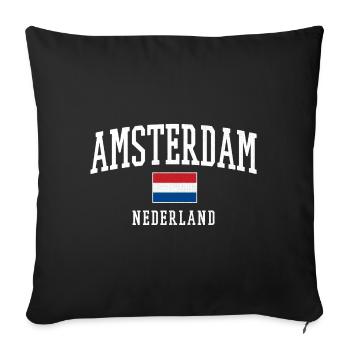 Amsterdam NL Flag Design - Sofa pillowcase 17,3'' x 17,3'' (45 x 45 cm) - black - Front
