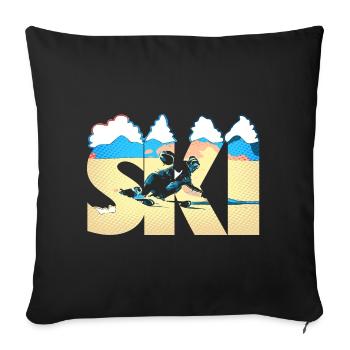 Ski Pop Art Côte - Housse de coussin décorative 45 x 45 cm - noir - Devant