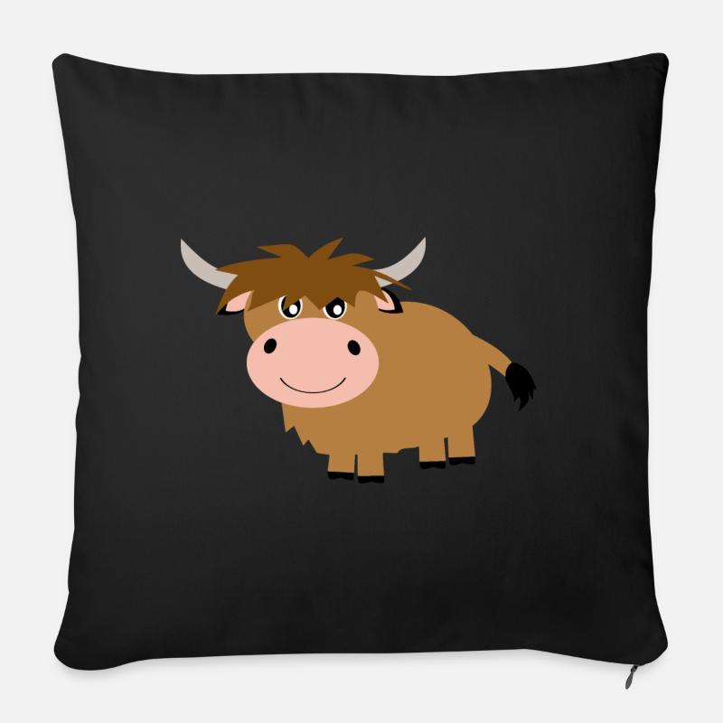 Bovins écossais Highland - Housse de coussin décorative 45 x 45 cm - noir