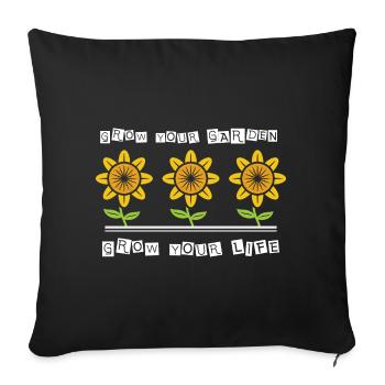 Trois tournesols dans le jardin - Housse de coussin décorative 45 x 45 cm - noir - Devant