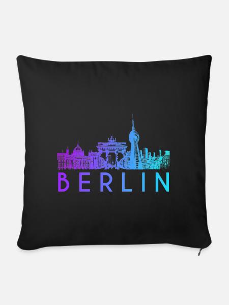 Berlin Skyline - Sofakissenbezug 45 x 45 cm - Schwarz