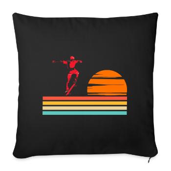 Skateboarding Cool Skater Boy Sunset - Sofa pillowcase 17,3'' x 17,3'' (45 x 45 cm) - black - Front