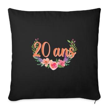 20 ans Floral Script - Housse de coussin décorative 45 x 45 cm - noir - Devant