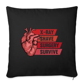 Transplantation cardiaque Chirurgie cardiaque Chirurgie cardiaque Chirurgie cardiaque Bypass - Housse de coussin décorative 45 x 45 cm - noir - Devant
