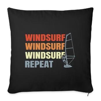 Planche à voile Vintage Look - Housse de coussin décorative 45 x 45 cm - noir - Devant