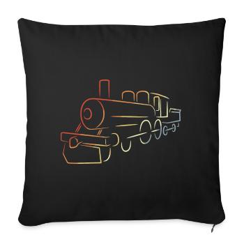 Steam locomotive drawing - Sofa pillowcase 17,3'' x 17,3'' (45 x 45 cm) - black - Front