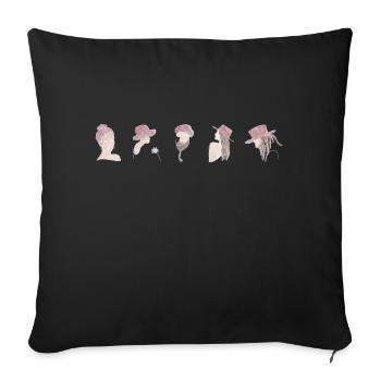 Boho Line Art Design, Series "Faces" - Sofa pillowcase 17,3'' x 17,3'' (45 x 45 cm) - black - Front