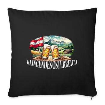 Klingendes Österreich Bier Berge Statement Spruch - Sofakissenbezug 45 x 45 cm - Schwarz - Vorne