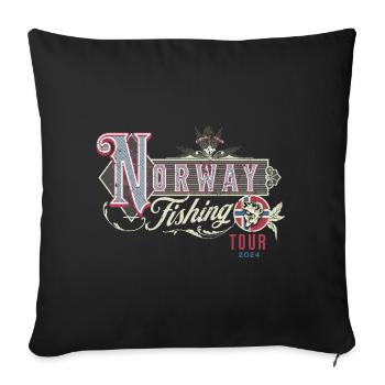 Norvège 2024 Pêche Pêcheur Voyage de pêche - Housse de coussin décorative 45 x 45 cm - noir - Devant