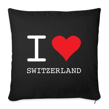 I LOVE SWITZERLAND Schweiz - Sofa pillowcase 17,3'' x 17,3'' (45 x 45 cm) - black - Front