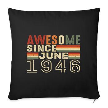 Juin 1946 Original 1946 Jubilé 1946 Juin 1946 - Housse de coussin décorative 45 x 45 cm - noir - Devant