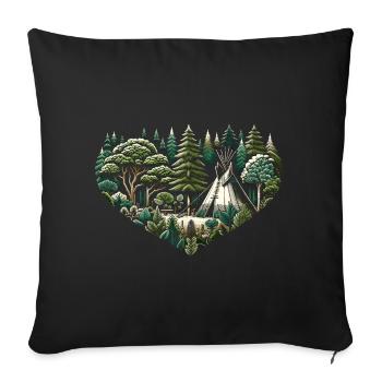 Living close to nature with a teepee tent in the forest - Sofa pillowcase 17,3'' x 17,3'' (45 x 45 cm) - black - Front