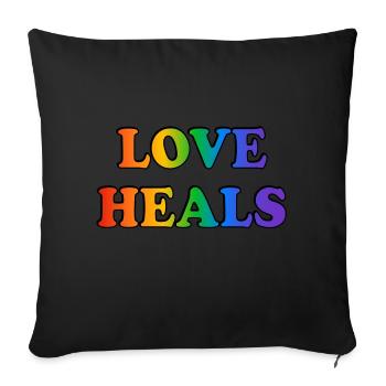 Love Heals Accessoires LGBTQ Rainbow Pride - Housse de coussin décorative 45 x 45 cm - noir - Devant