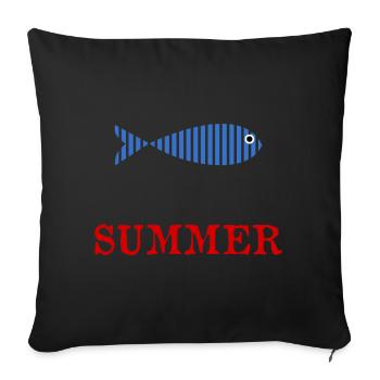 FISH. APRIL FOOL. HOLIDAY. SUMMER. HUMOR - Sofa pillowcase 17,3'' x 17,3'' (45 x 45 cm) - black - Front