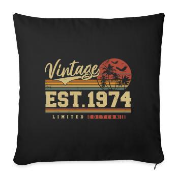 Vintage 1974 Jahrgang Retro Geburtstag Geschenk - Sofakissenbezug 45 x 45 cm - Schwarz - Vorne