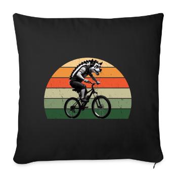 Hyena on a bike in the retro west - Sofa pillowcase 17,3'' x 17,3'' (45 x 45 cm) - black - Front
