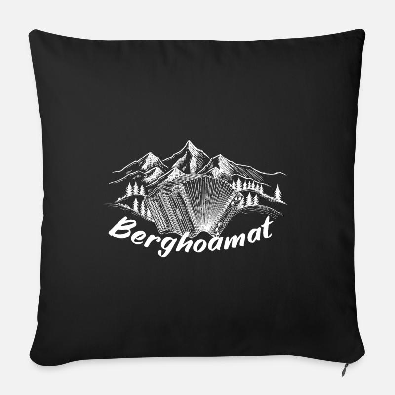 Harmonika Alpen - Berghoamat (w) | ZiachON! - Sofakissenbezug 45 x 45 cm - Schwarz