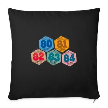 Vignettes Automobiles Années 80 Vintage Rétro 1980 - Housse de coussin décorative 45 x 45 cm - noir - Devant